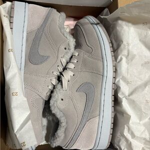 Nike women’s fuzzy furry low dunk Jordan’s 9